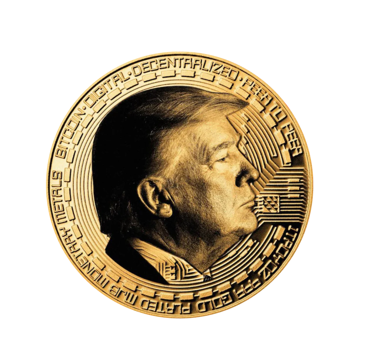 TRUMP FIRST EDITION GOLD BITCOIN COIN 2025